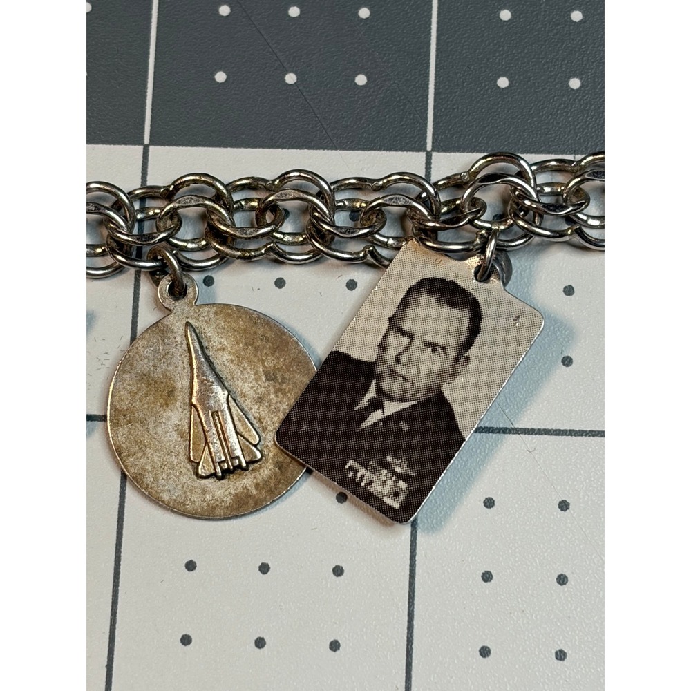 Vintage Elco Sterling Silver US Air Force Charm Bracelet Military Photo Charms - Picture 4 of 7